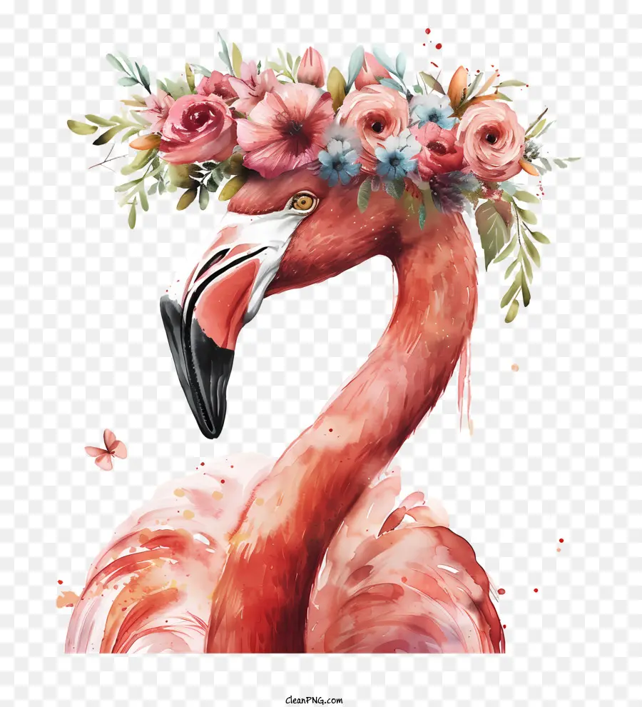 Çiçek Tacı Ile Flamingo，Flamingo PNG