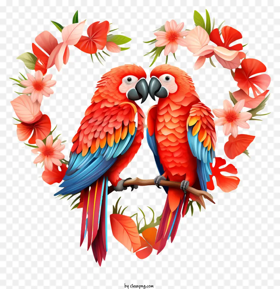 Sevgililer Papağanları，Kırmızı Maca PNG
