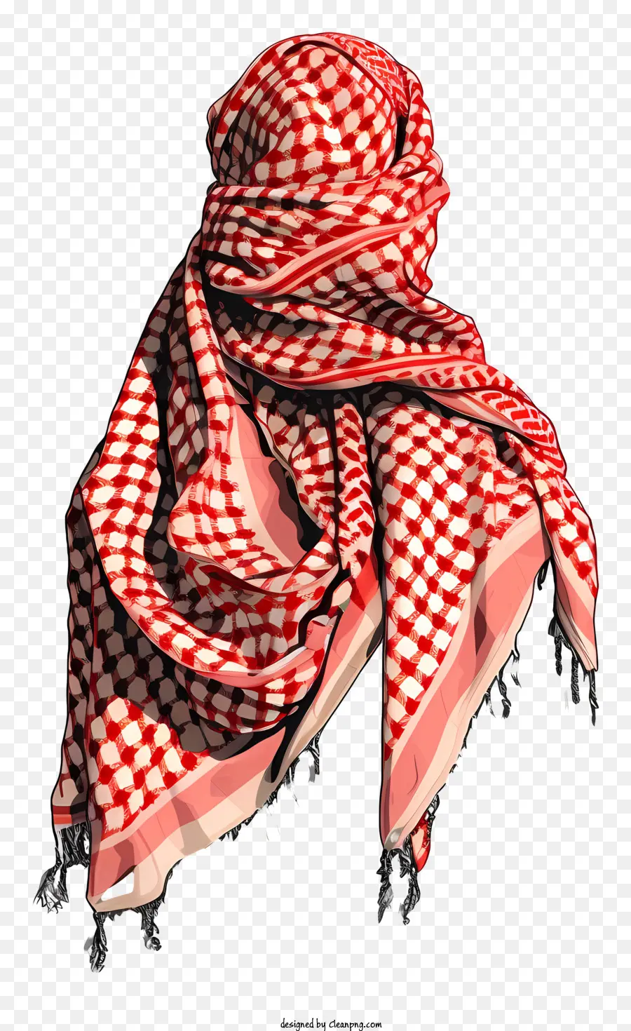 Keffiyeh Eşarp，Kırmızı Ve Beyaz Damalı Şal PNG