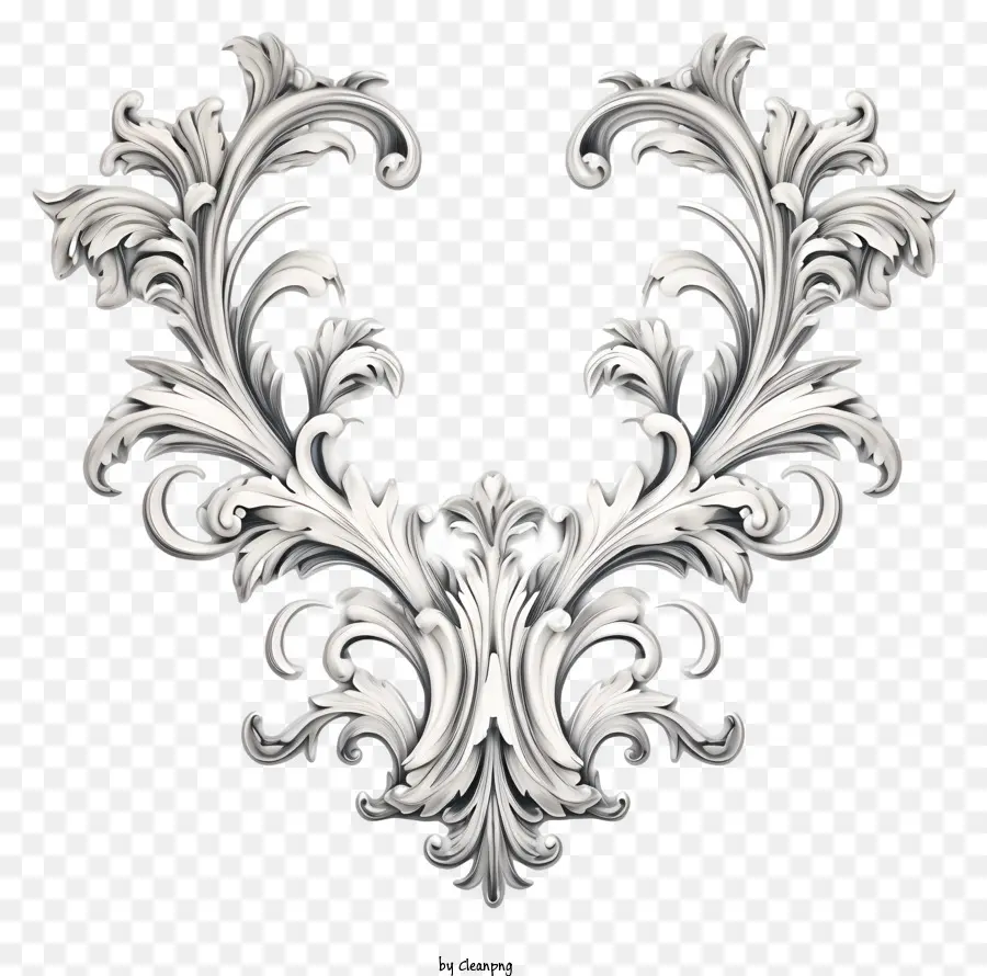 Vintage Barok Çerçeve，Gümüş Tasarım PNG