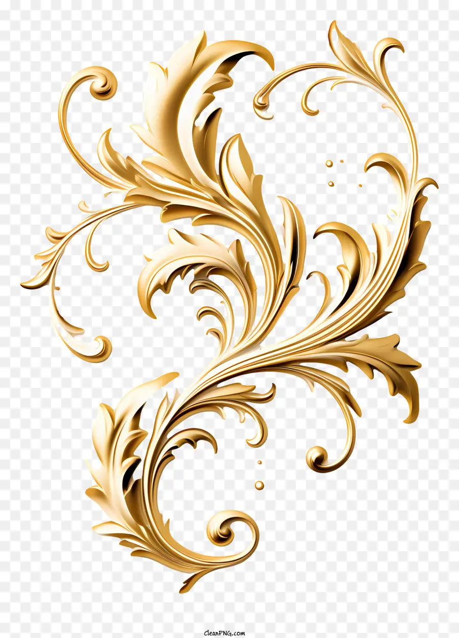 Vintage Barok Çerçeve，Altın Çiçek Tasarımı PNG