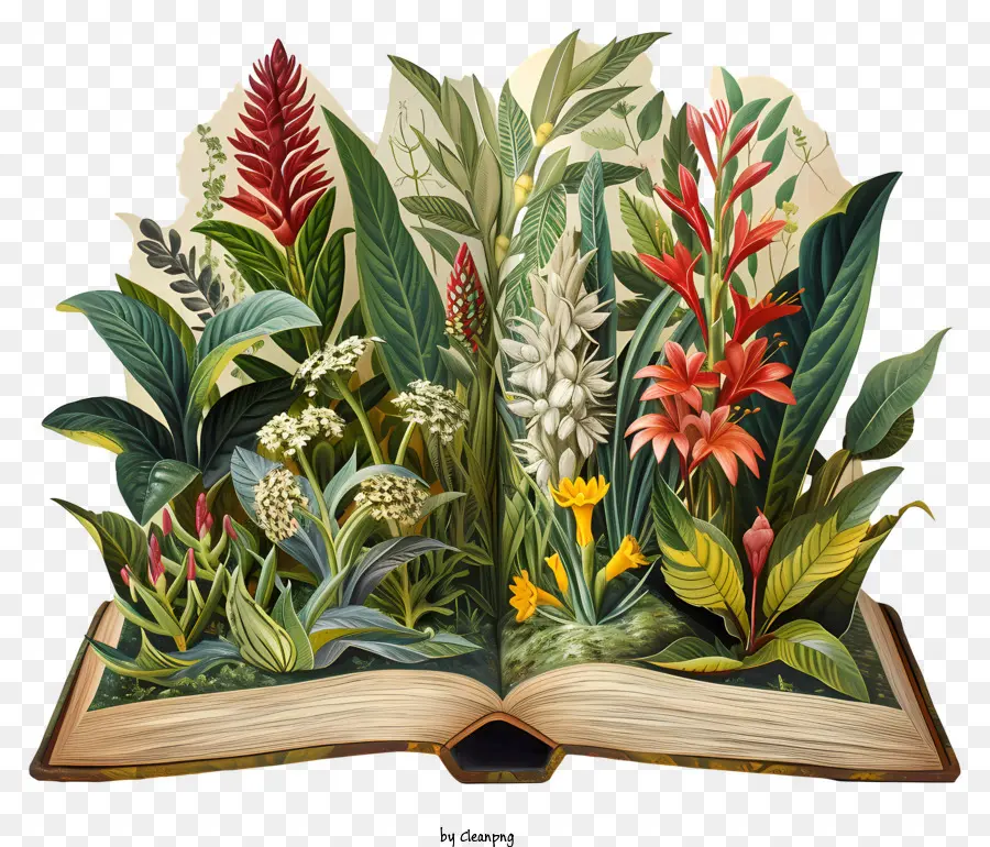 Açık Kitap，çiçek Tanımlama PNG
