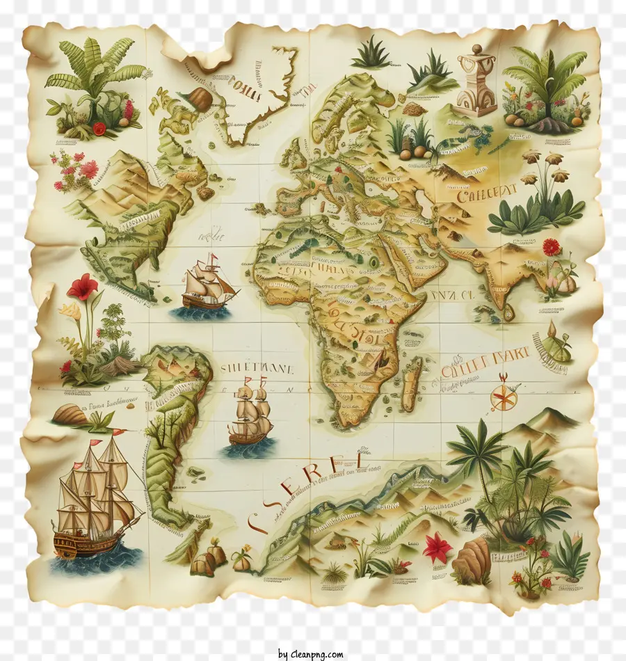 Hazine Haritası，Antik Harita PNG