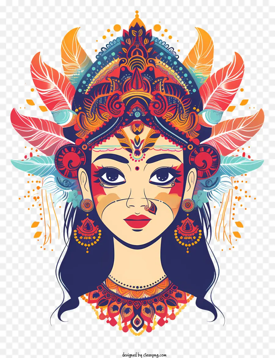 Hindu Tanrıçası，Geleneksel Hint Başlığı PNG