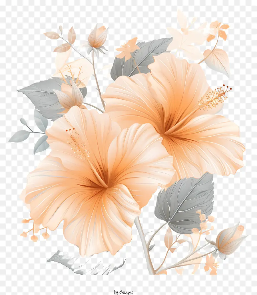 Hibiscus çiçek，Pembe Ve Beyaz çiçekler PNG
