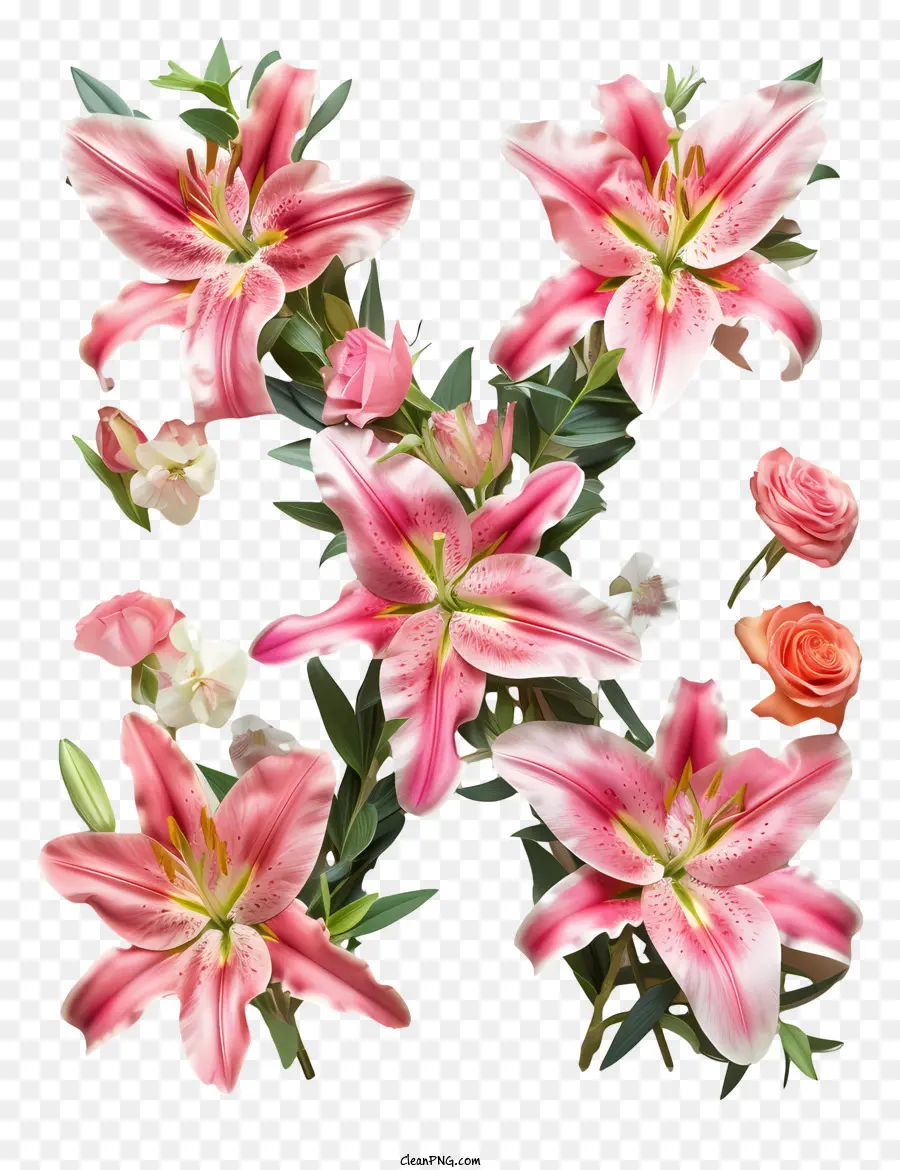 Çiçek Mektubu X，Pembe Lilyum PNG