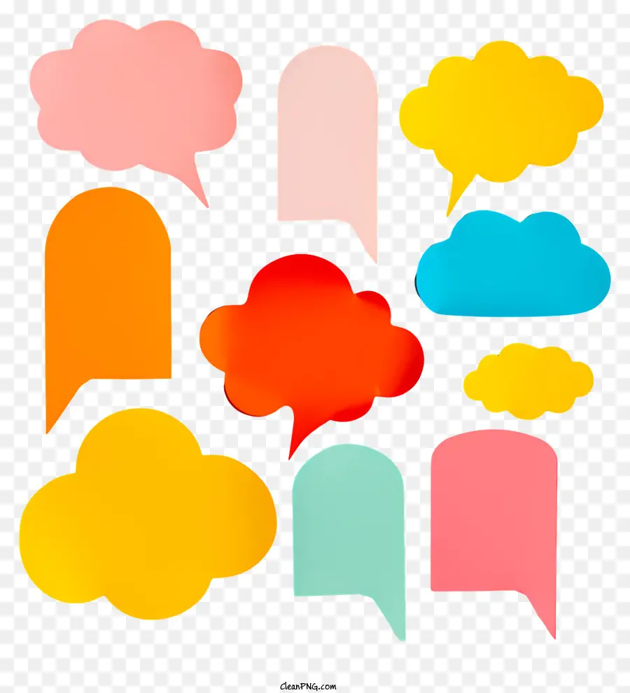 Konuşma Balonları，Renkli Kağıt PNG