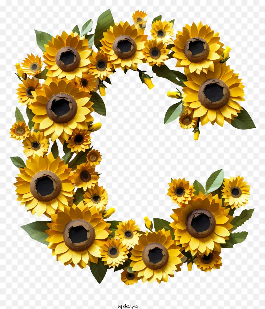 Çiçek Mektup C，Ayçiçeği PNG