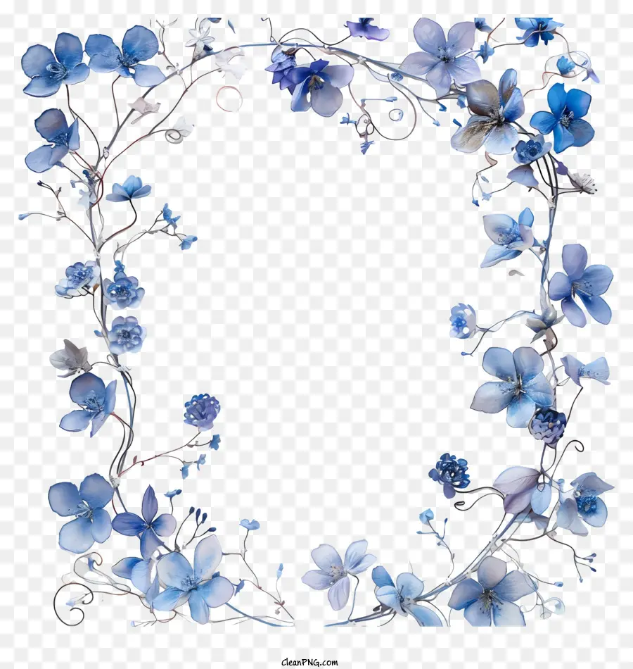 Mavi çiçek Asma çerçevesi，çiçek çelenk PNG