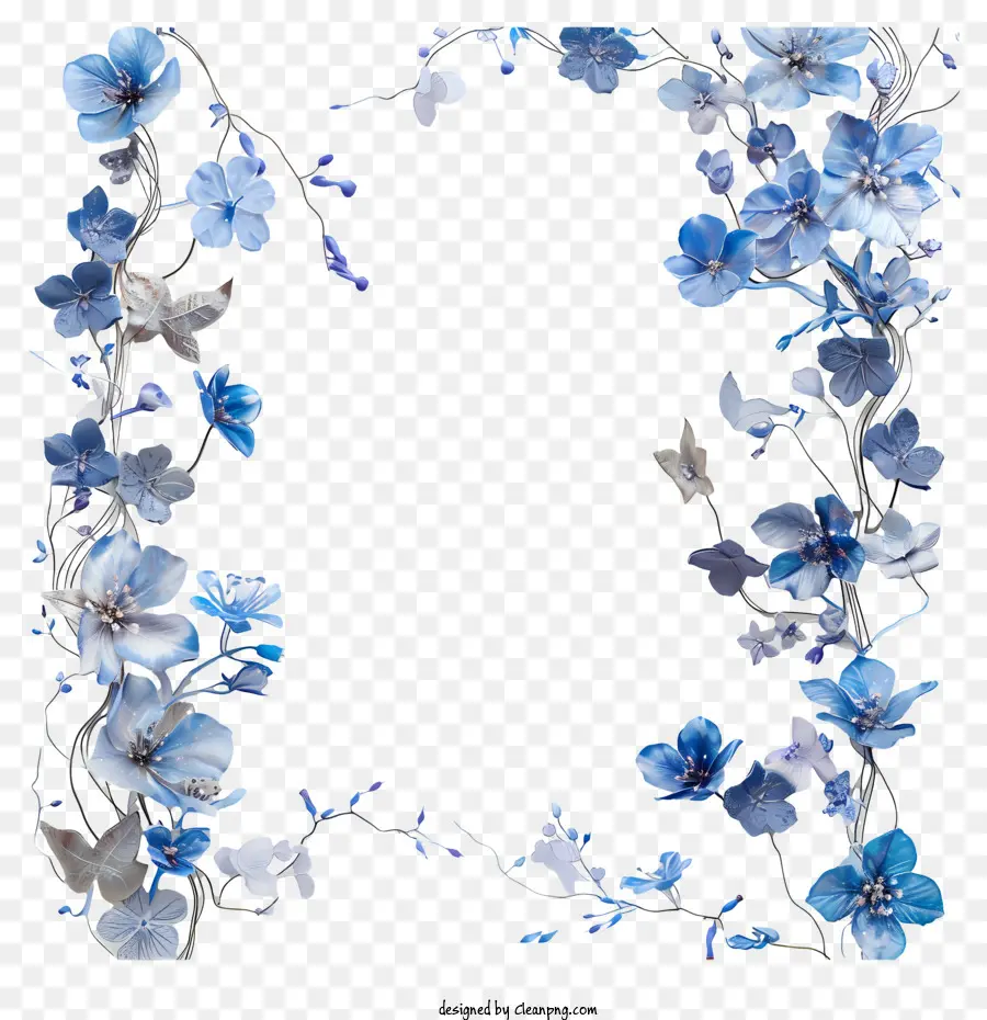 Mavi çiçek Asma çerçevesi，Mavi çiçekler PNG