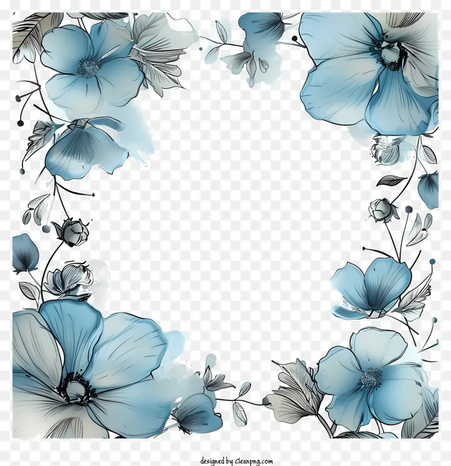 Mavi çiçek Asma çerçevesi，Mavi çiçekler PNG