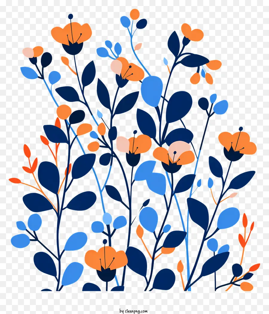 Mavi çiçek，Turuncu çiçekler PNG