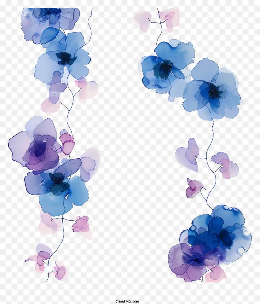 Mavi çiçek Asma，Suluboya PNG
