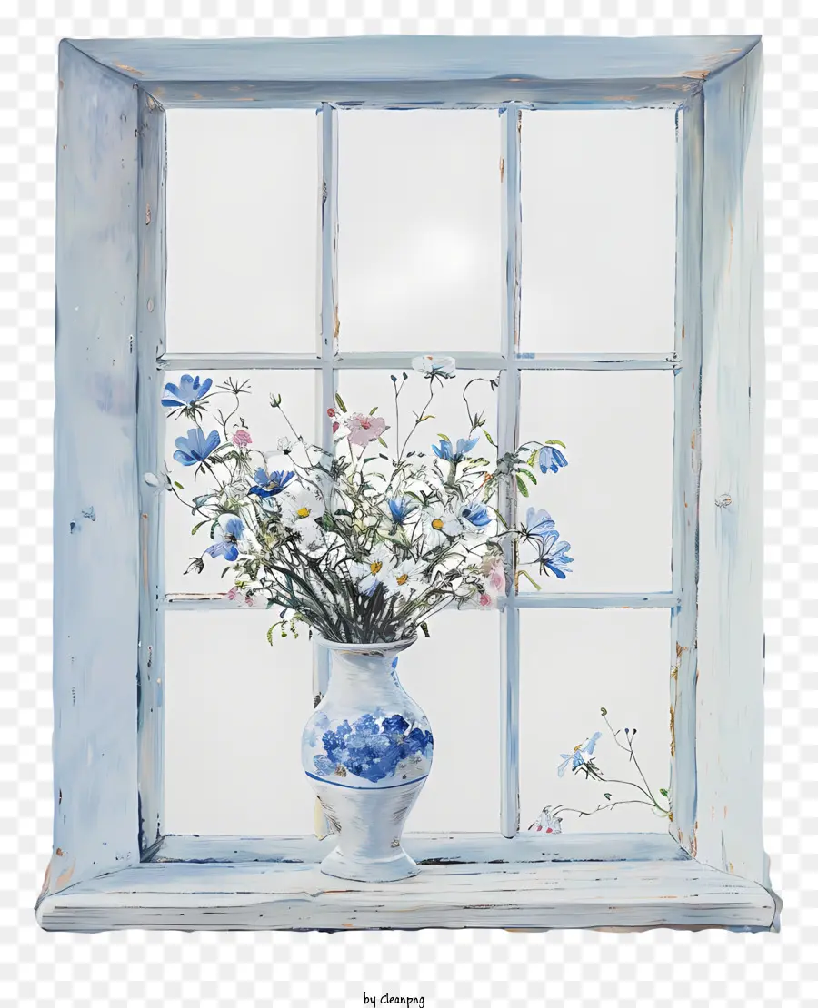 Bahar Penceresi Çiçekleri，Mavi Ve Beyaz çiçekler PNG