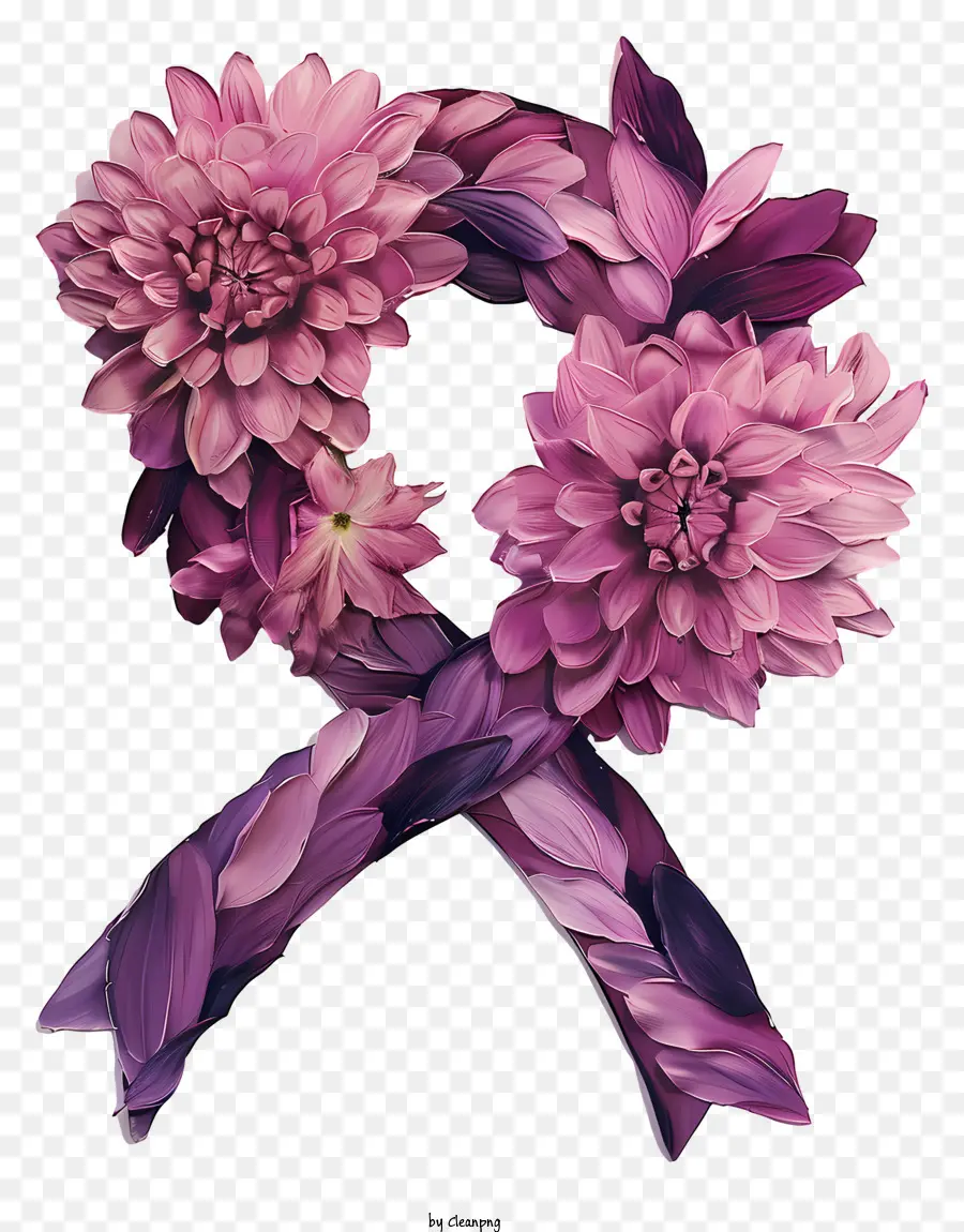 Meme Kanseri şerit，Pembe çiçekler PNG