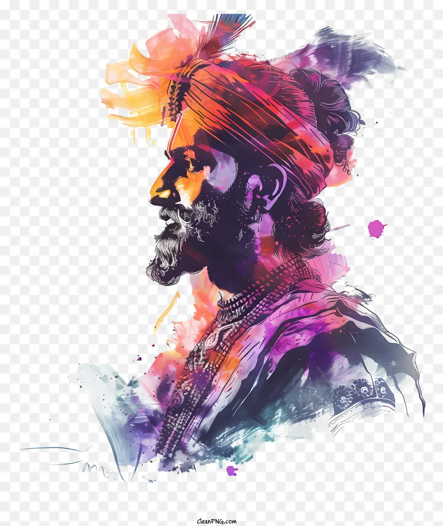 Shivaji Maharaj，Renkli Portre PNG