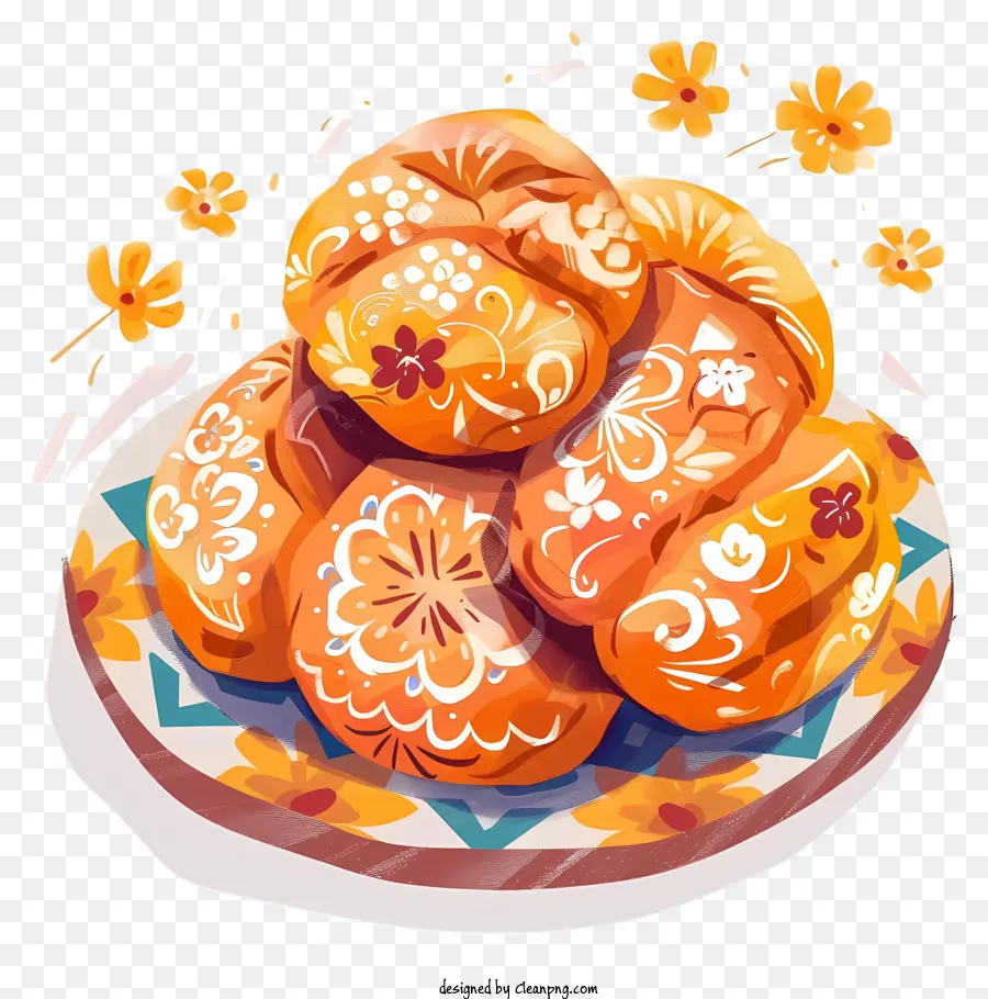 Pan De Muerto，Dekorlu Ekmek PNG