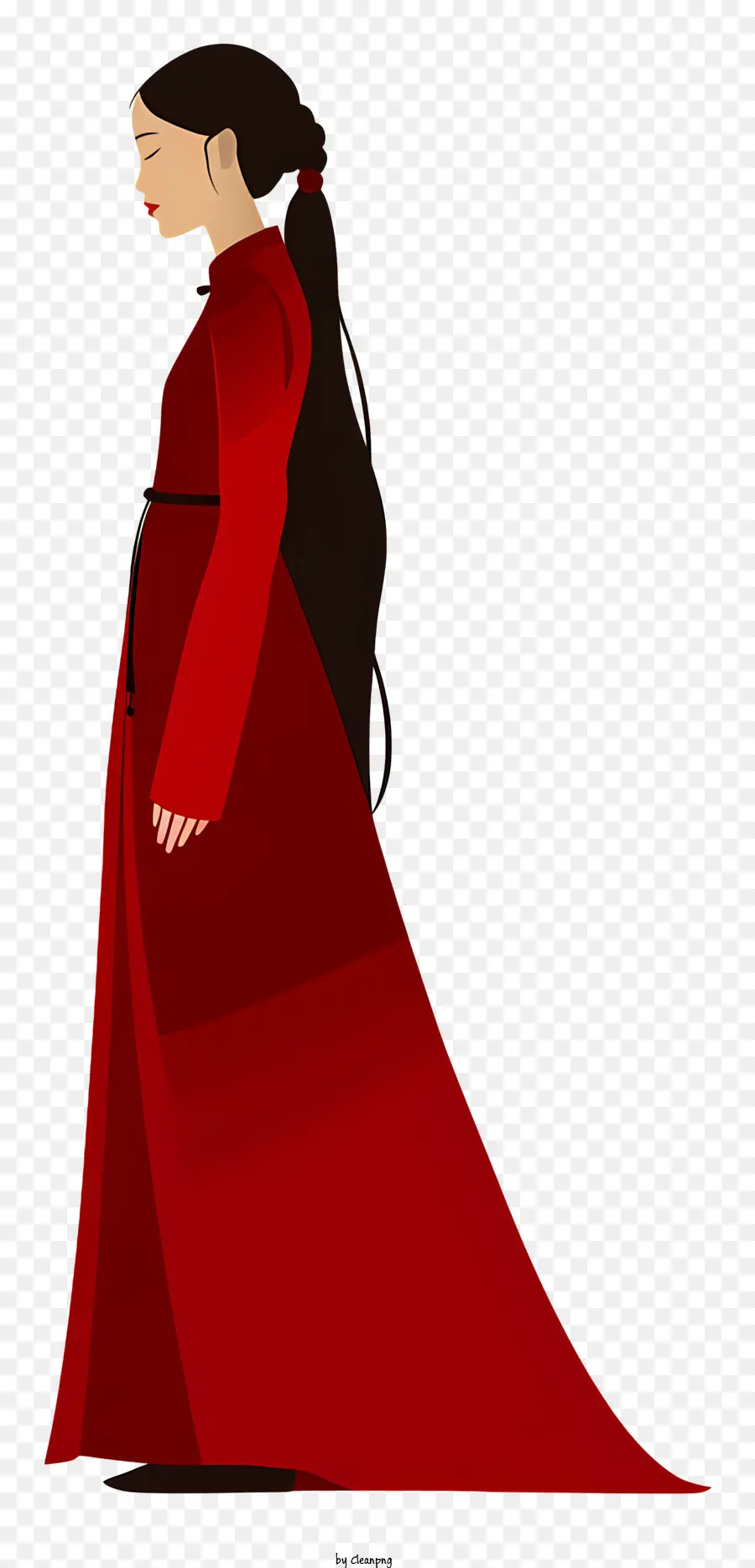 Moda Kız，Kırmızı Elbise PNG