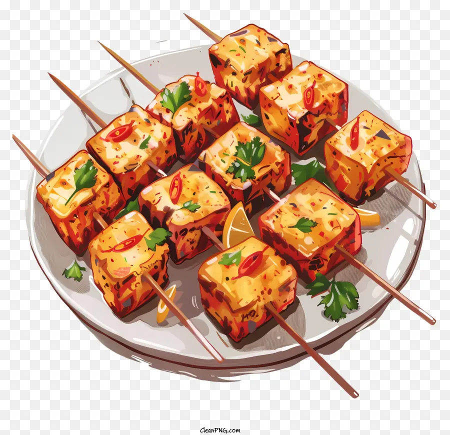 Paneer Tikka，Izgara Şiş PNG