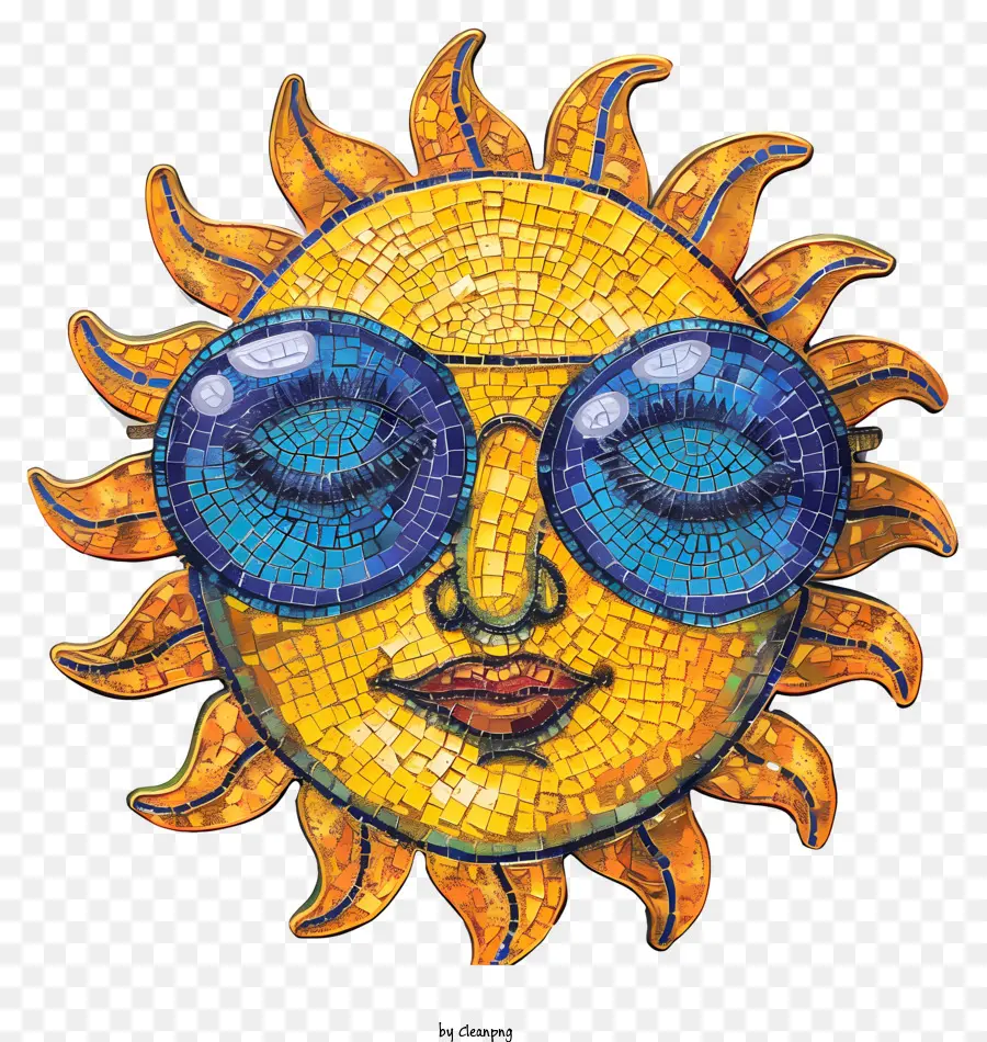 Güneş Gözlüğü Ile Güneş，Mozaik PNG