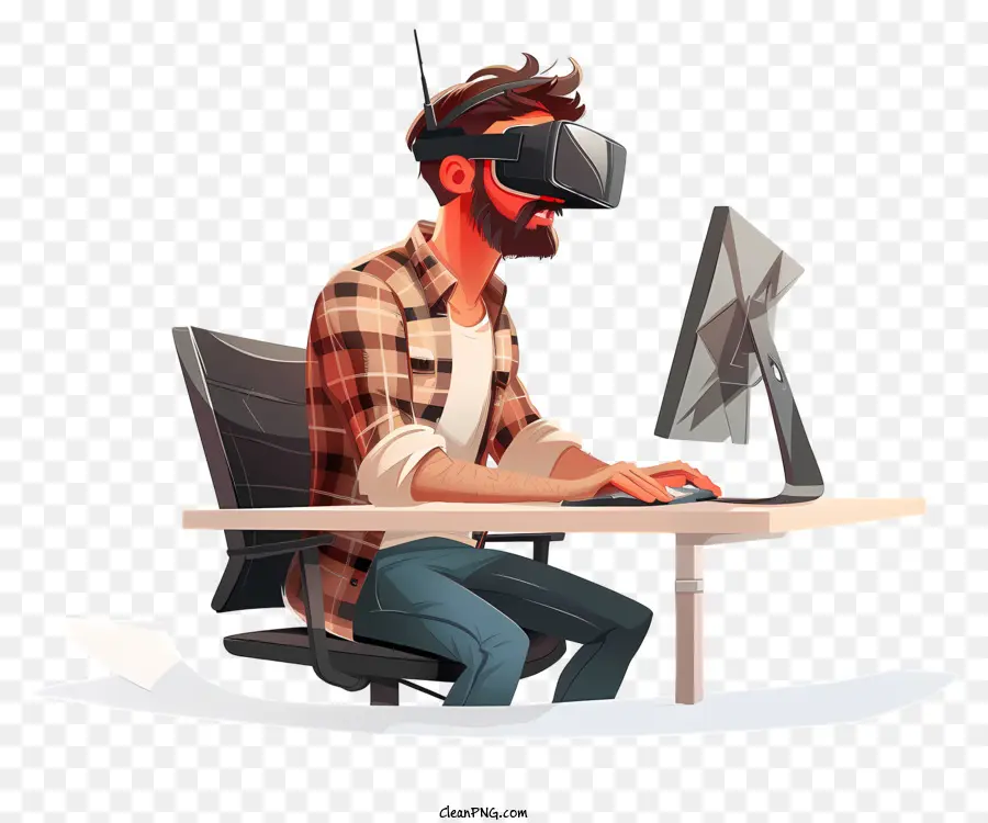 Vr Gözlüğünü Takmak，Vr Kulaklığı Olan Adam PNG