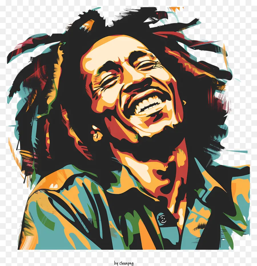 Bob Marley，Renkli Portre PNG