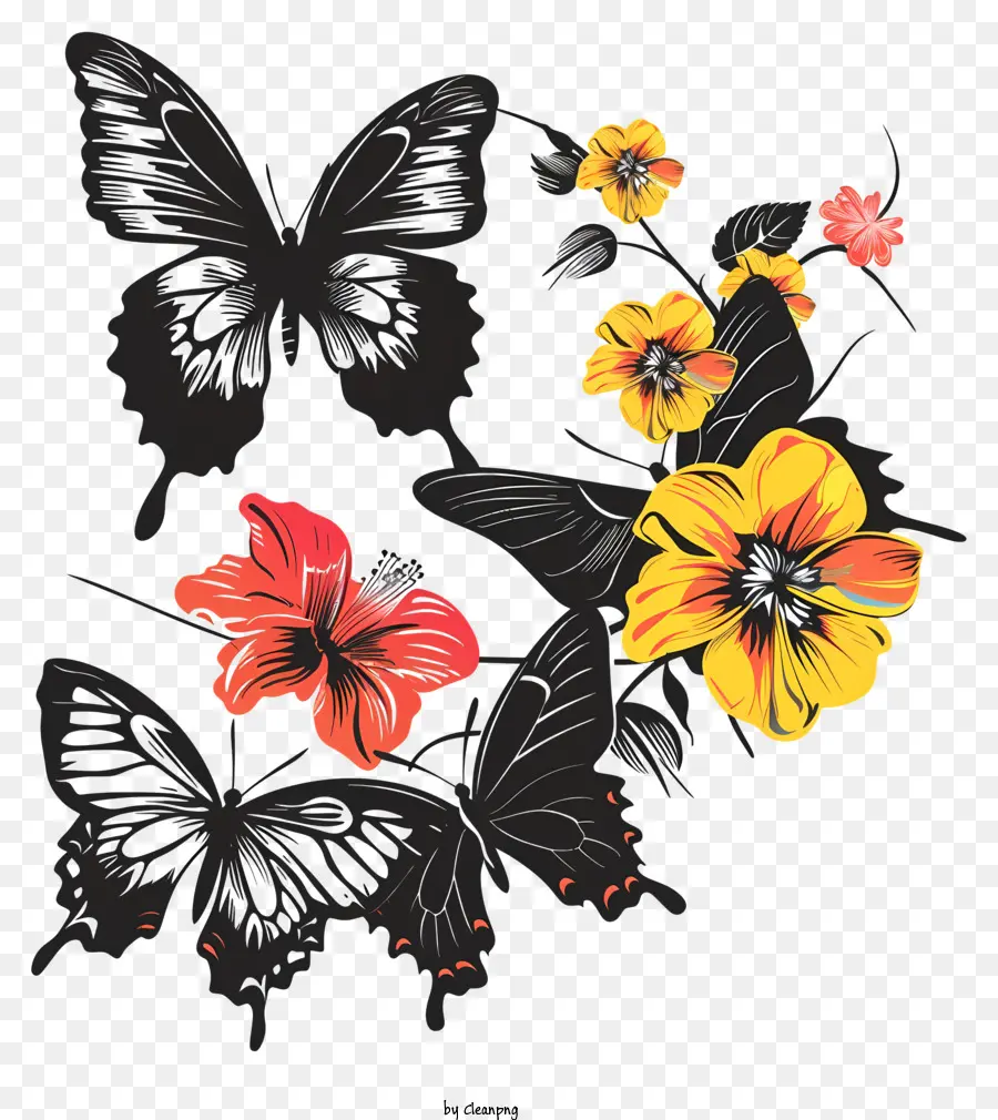 Kelebekler，çiçek PNG