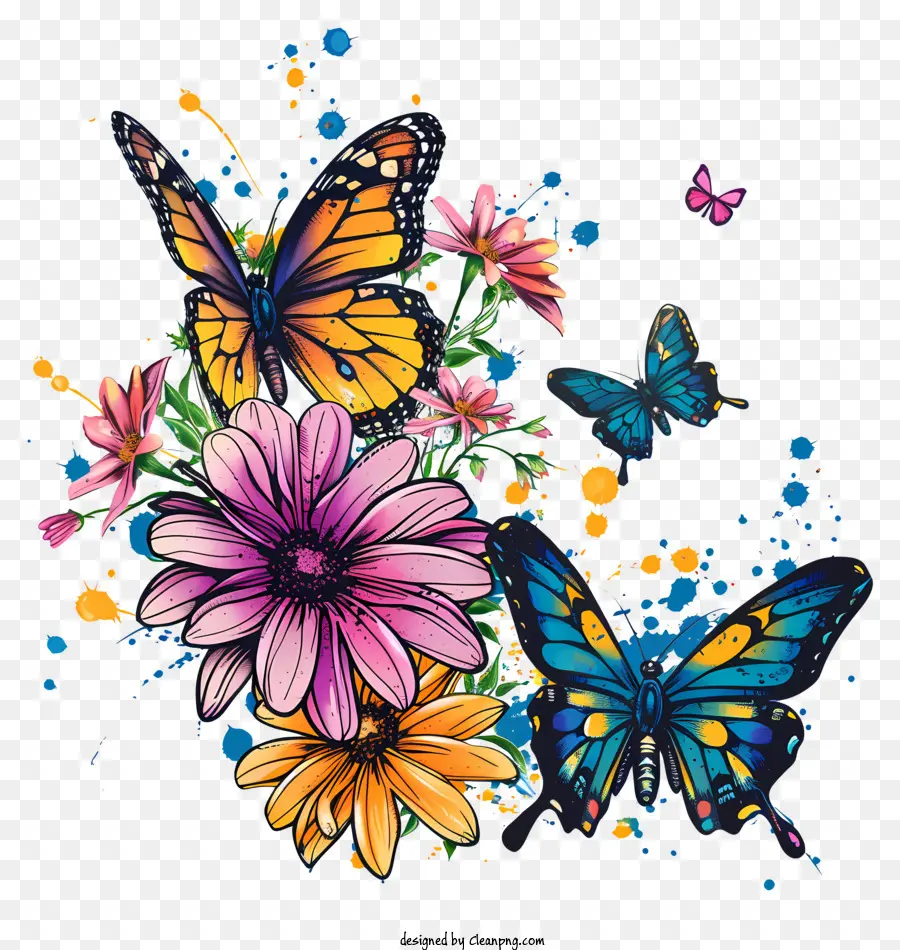 Kelebekler，çiçek PNG