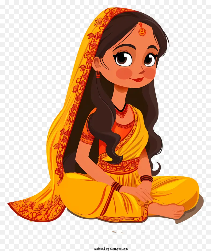 Hintli Kadın Karikatür，Meditasyon PNG