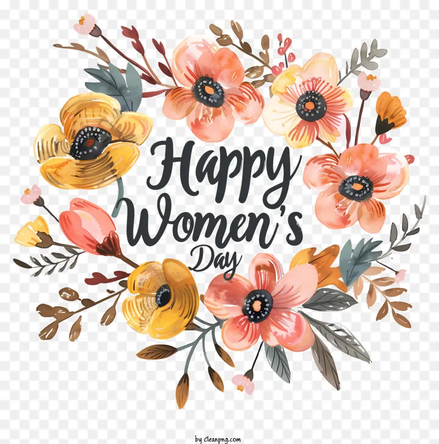 Mutlu Kadınlar Günü，çiçek çelenk PNG