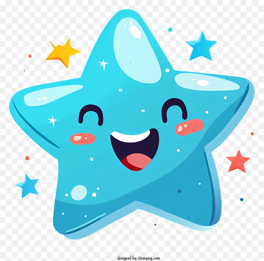 Mavi Gülümseyen Yıldız，çizgi Film Yıldızı PNG