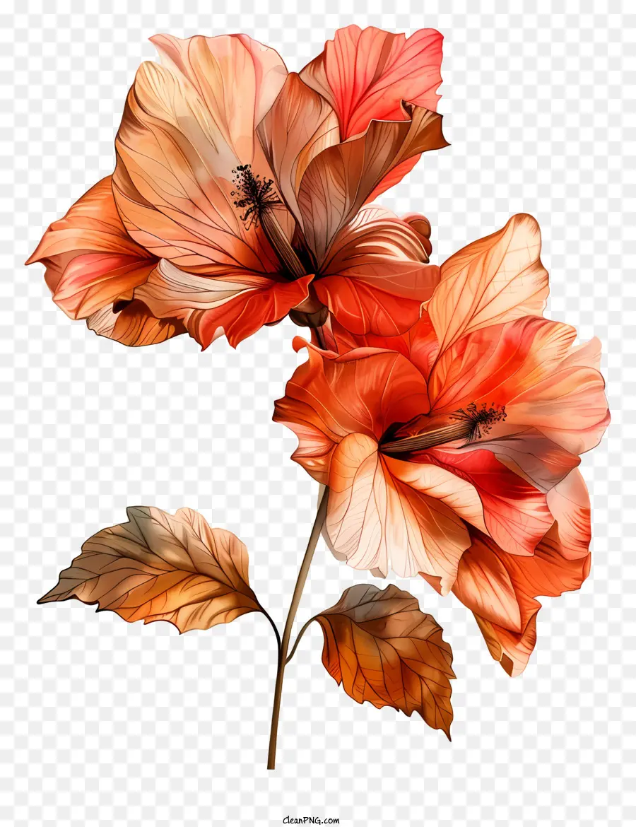 çiçek，Turuncu Hibiscus Çiçekleri PNG