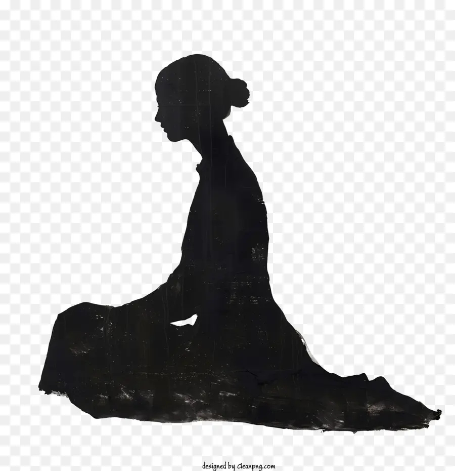 Silhouette Oturan Kadın，Meditasyon PNG