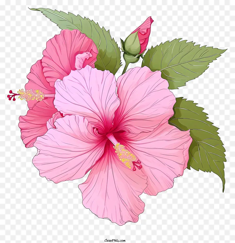 Pembe Hibiscus çiçek，Pembe Ebegümeci PNG