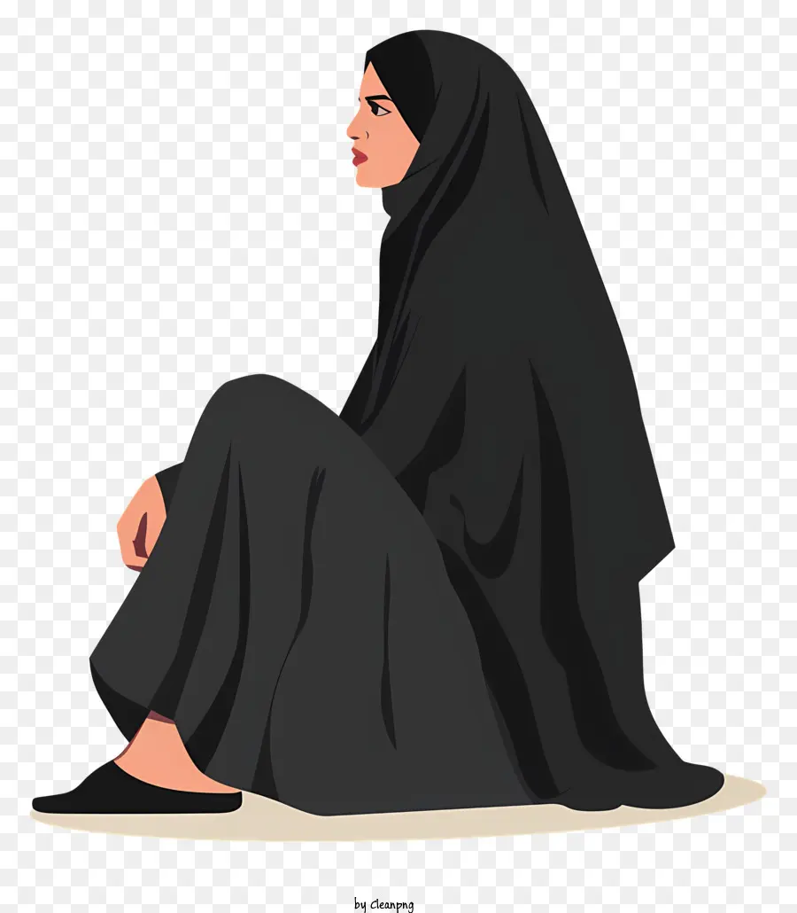 Başörtüsünde Kadın Oturuyor，Geleneksel Arap Kıyafetleri PNG