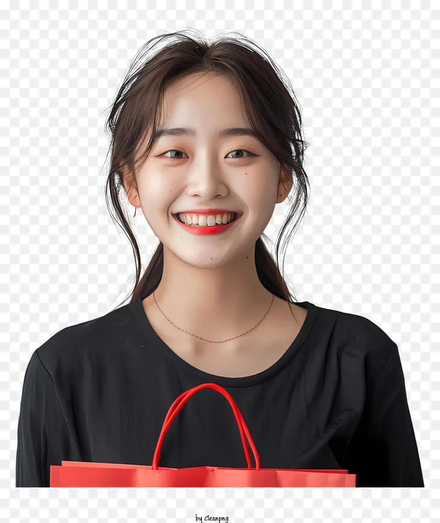 Asyalı Kadın Gülümsüyor，Alışveriş PNG