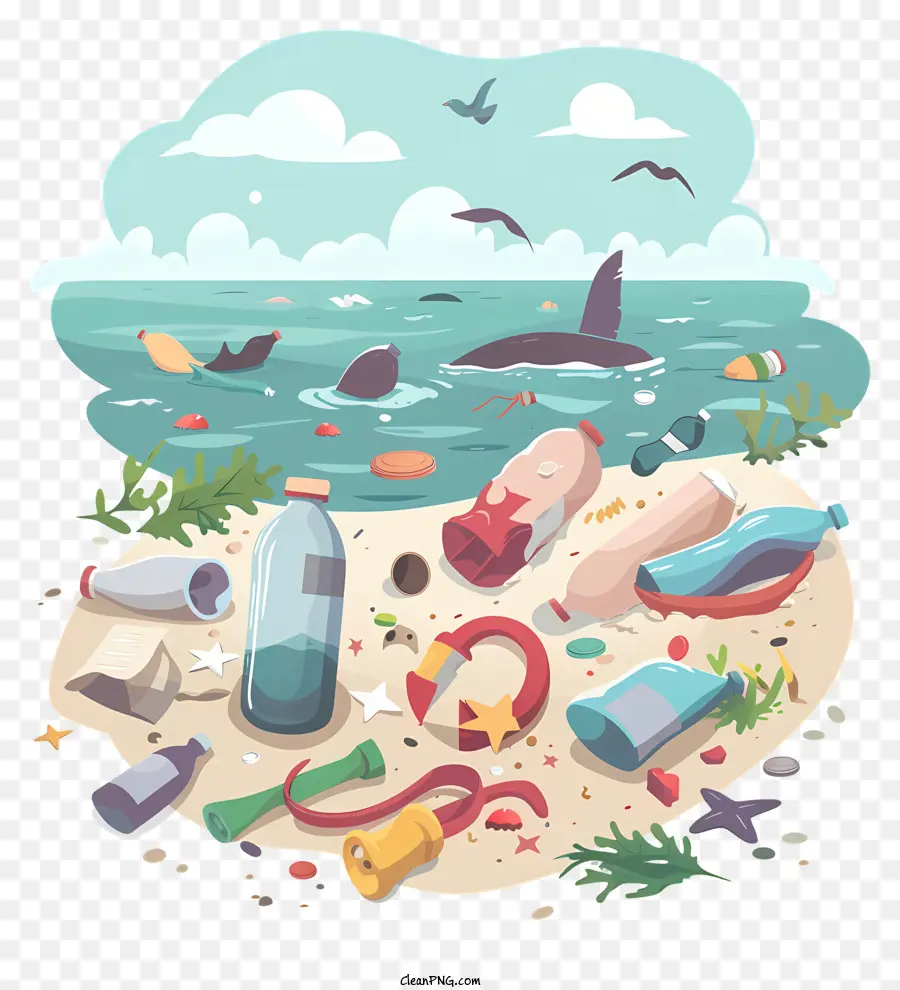 Plastik Kirliliği，Plaj Kirliliği PNG