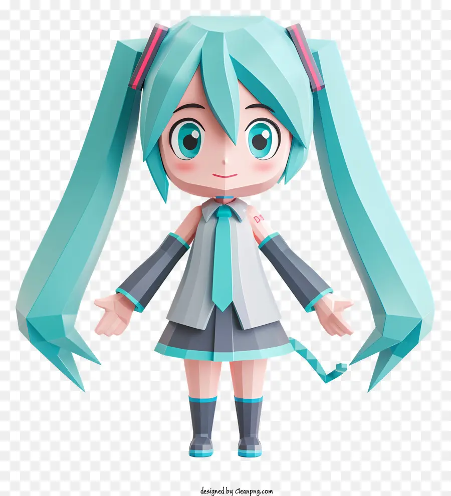 Hatsune Miku，Mavi Saçlı Kız PNG