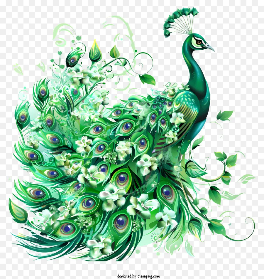 Yeşil Peacock，Tavuskuşu PNG