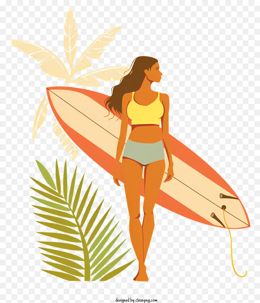 Sörf Tahtası Olan Kadın，Plaj PNG