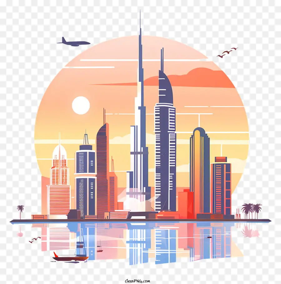 Dubai Silüeti，şehir Silüeti PNG