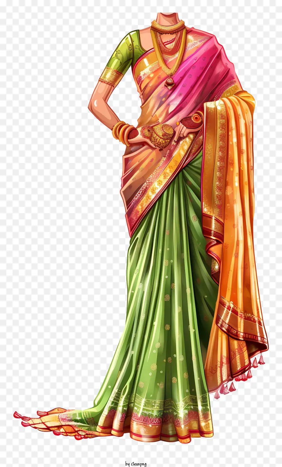 Hint Saree，Hint Geleneksel Kıyafetleri PNG