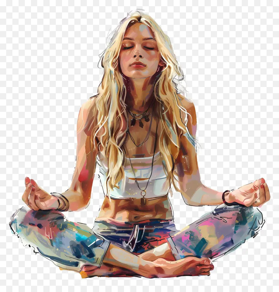 Meditasyon Yapan Kadın，Yoga PNG