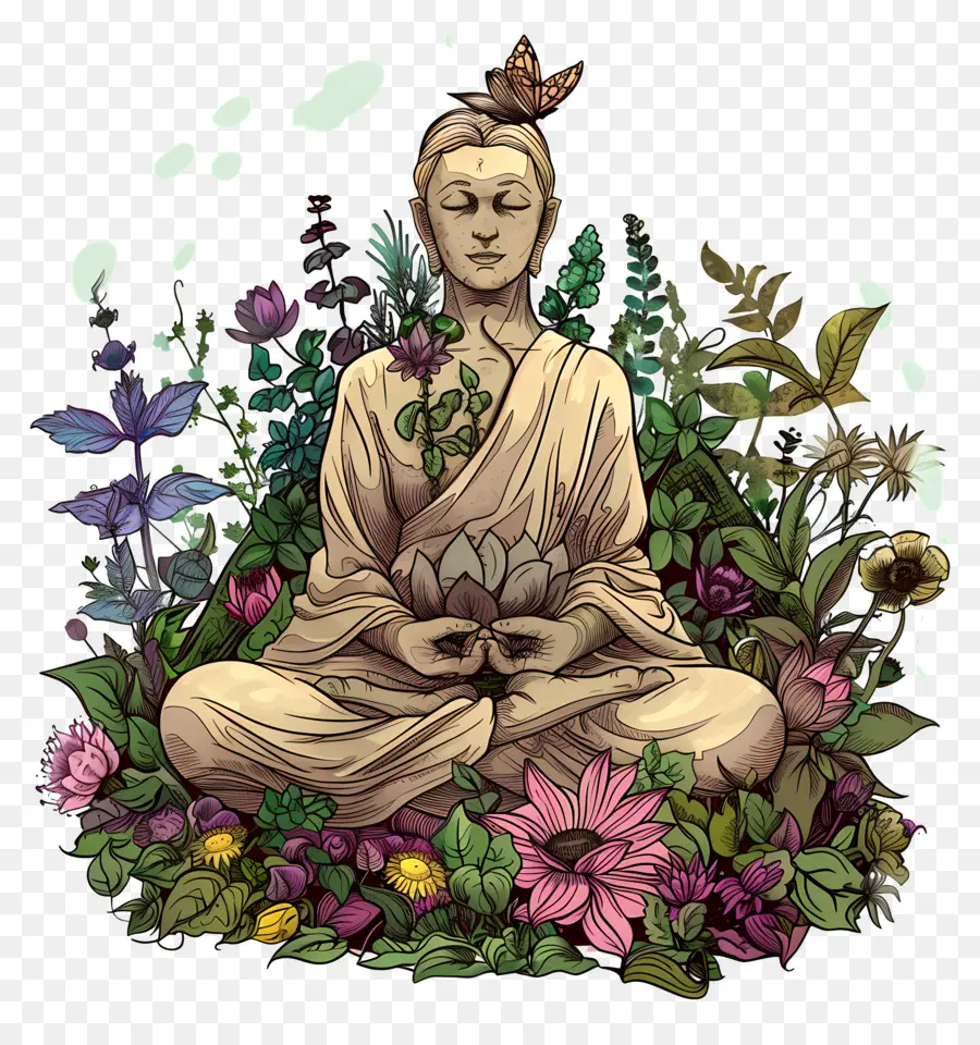Bahçe Meditasyon Günü，Lotus Pozisyonu PNG