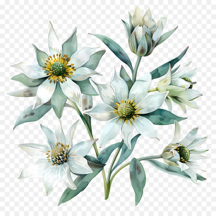 Edelweiss，Beyaz çiçekler PNG