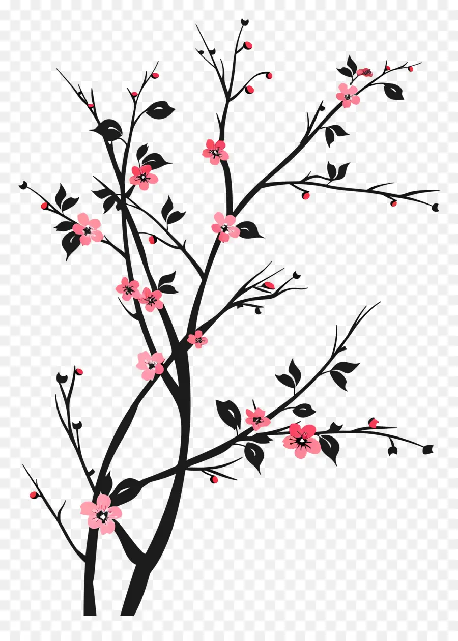 çiçek Siluet，Kiraz çiçeği Ağacı PNG