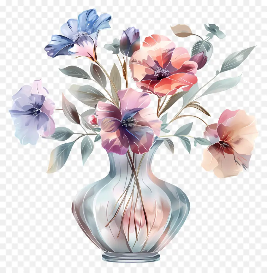 Çiçeklerle Vazo，çiçek Buketi PNG