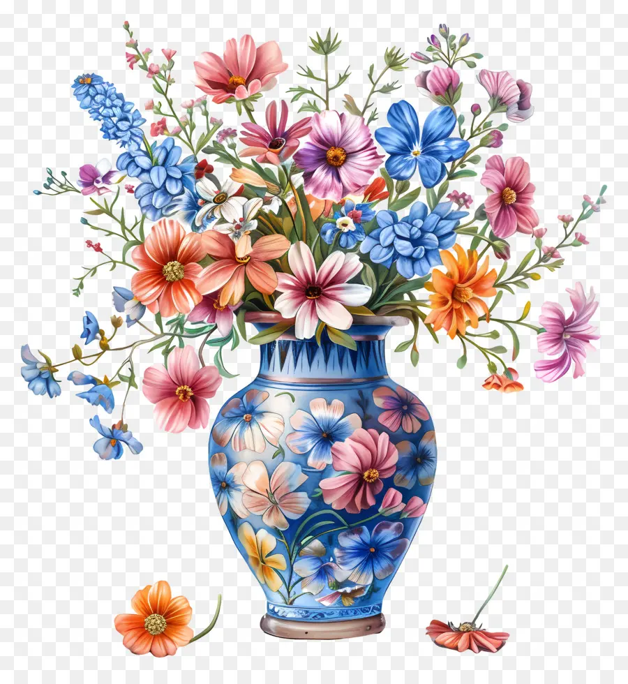Çiçeklerle Vazo，çiçek Aranjmanı PNG