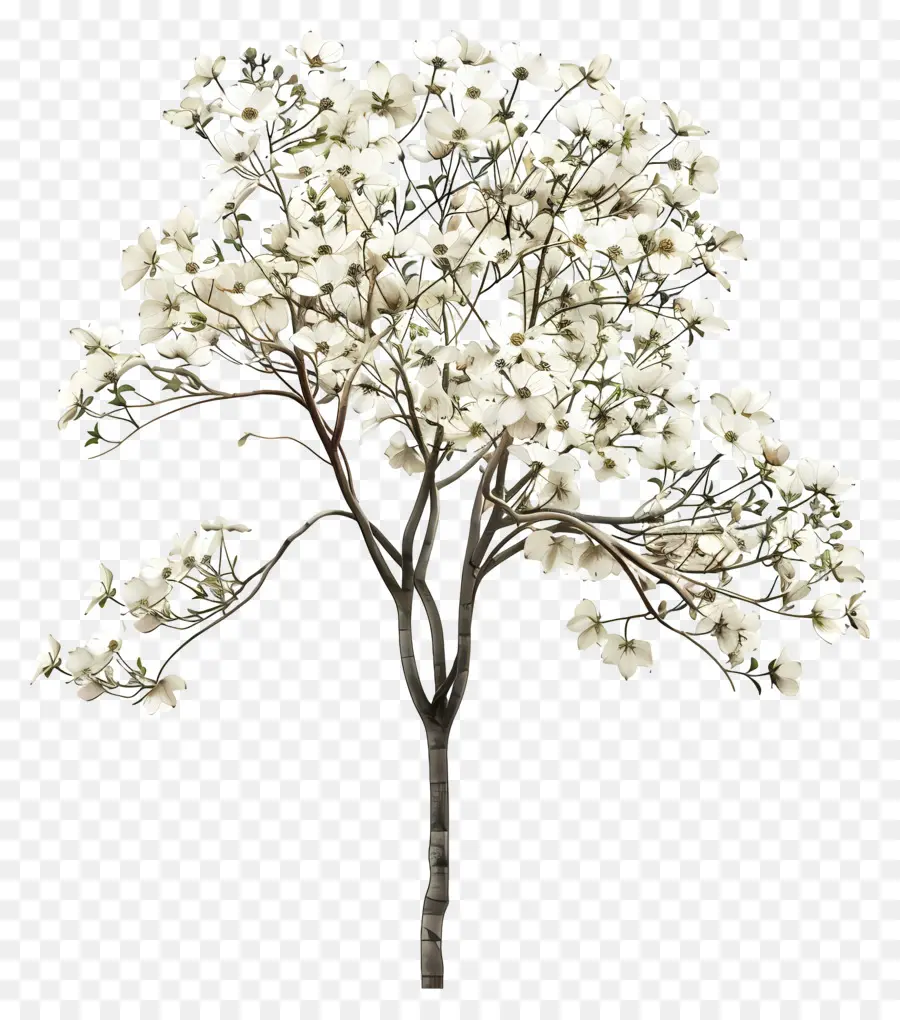 Kızılcık Ağacı，Beyaz Çiçekli Ağaç PNG