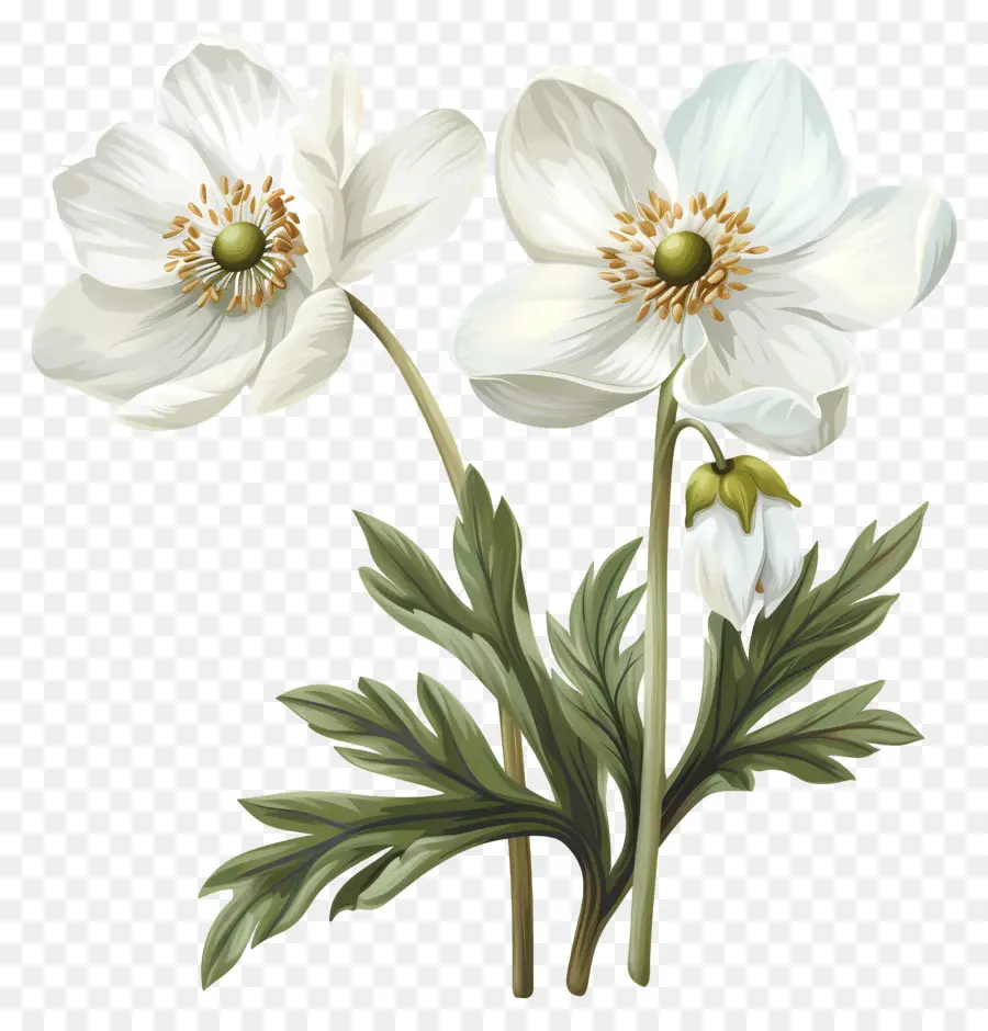 Snowdrop Anemon Çiçekler，Beyaz çiçekler PNG